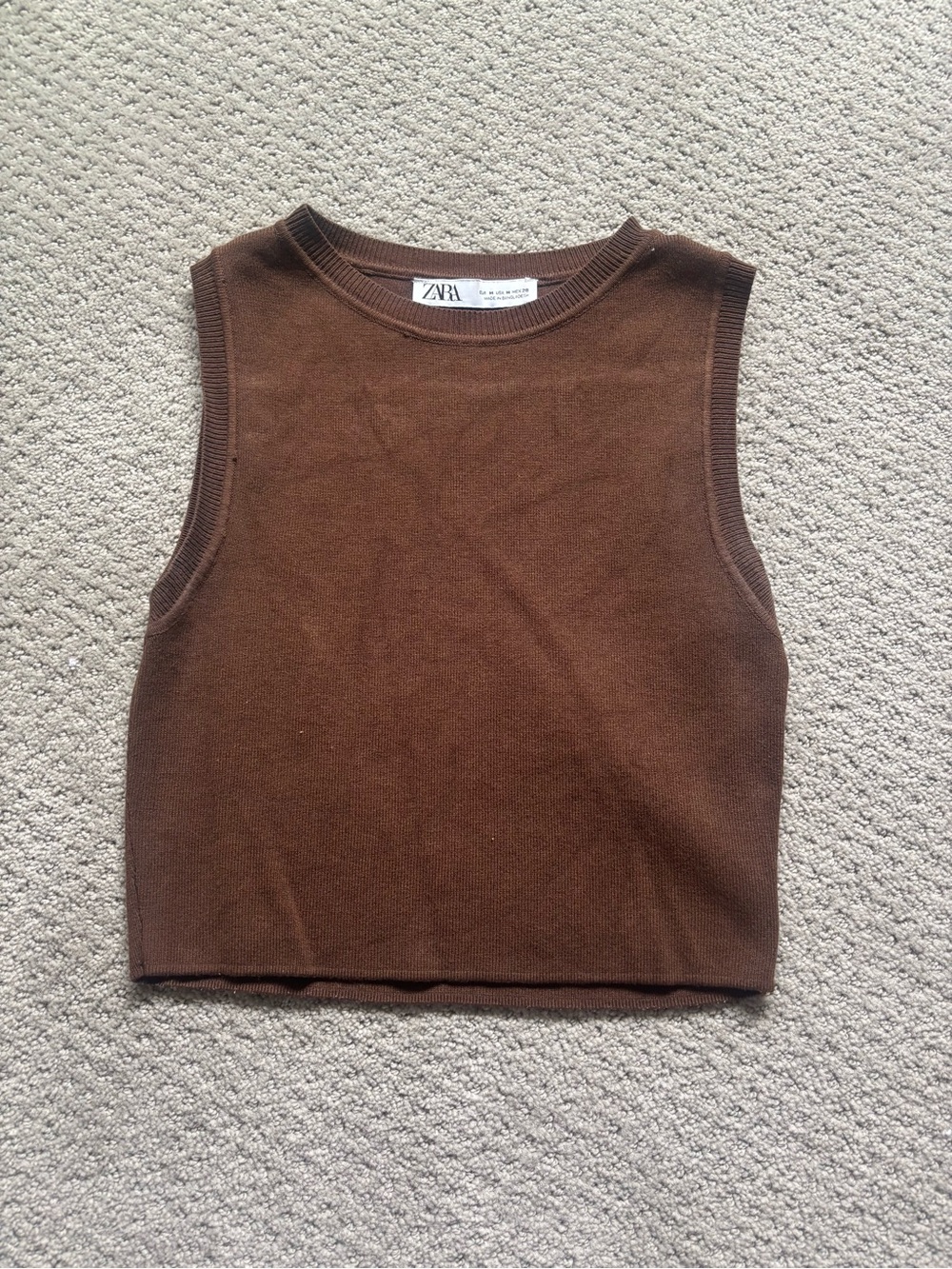 Zara Brown Sleeveless Top